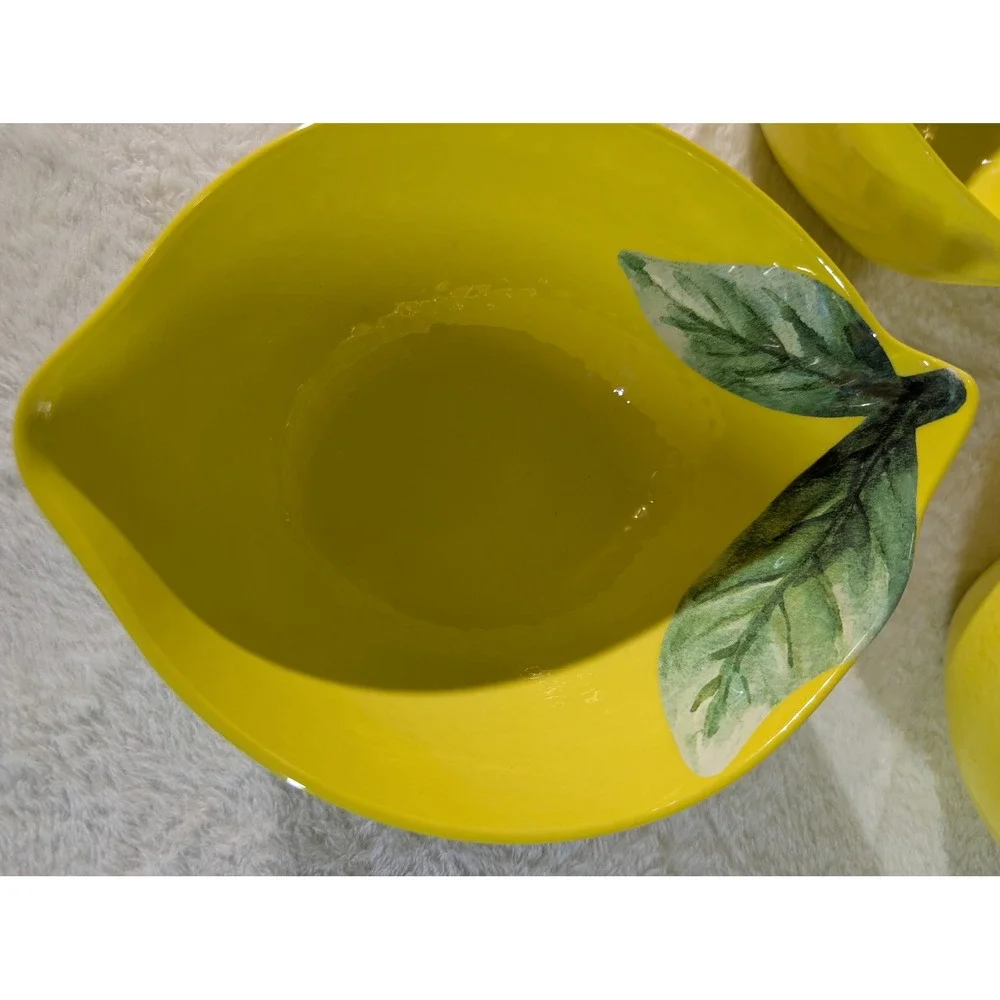 The Spring Shop Lemon Bowls Set 4 Yellow New Melamine 32oz Fruit Shape HL9208347